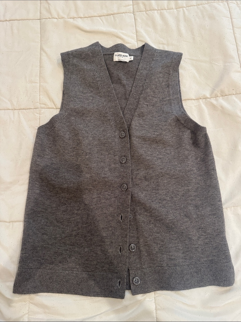Claire Bor? Gray Button-Front Knit Vest